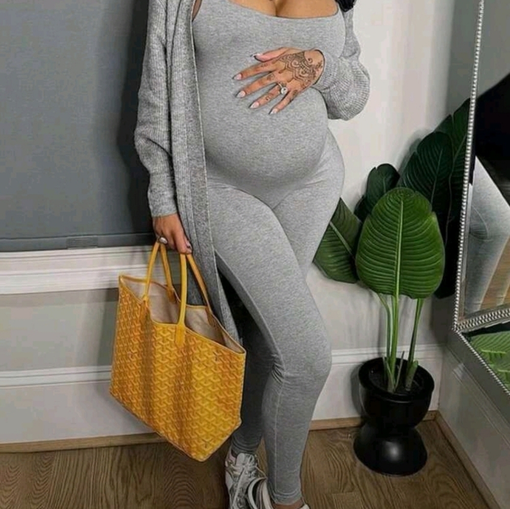 Stylish Gray Maternity Romper